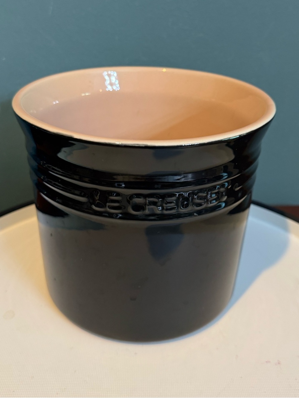 Large Le Creuset Stoneware Utensil Holder Crock - Black